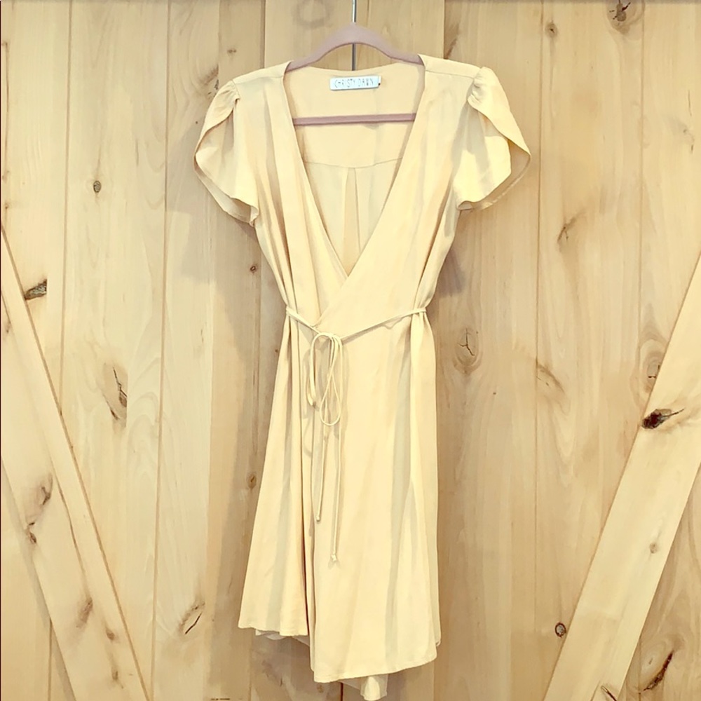Mini Cream Wrap Dress